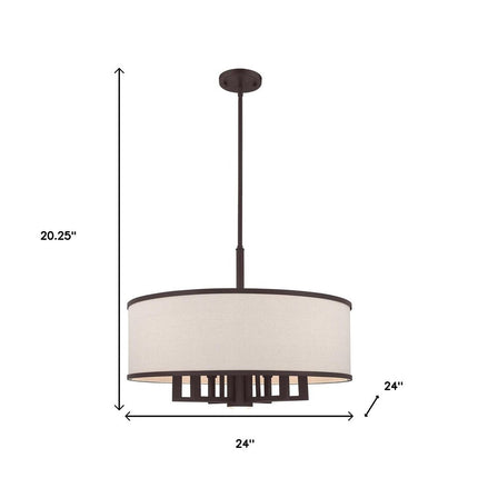 Bronze Seven Light Metal Dimmable Chandelier With Shades
