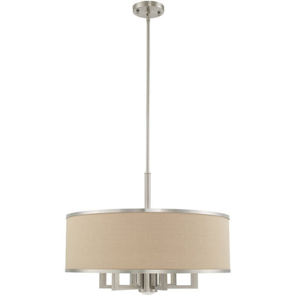 Nickel Seven Light Metal Dimmable Chandelier With Shades