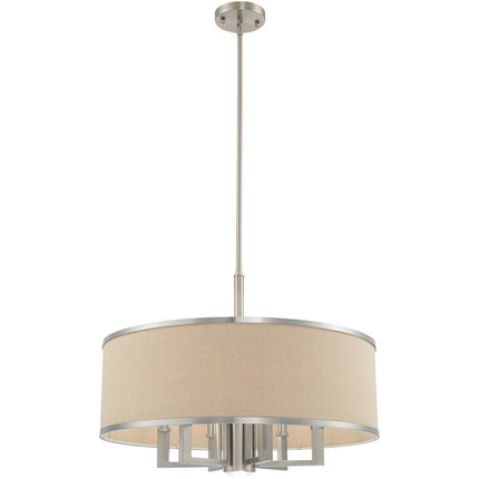 Nickel Seven Light Metal Dimmable Chandelier With Shades