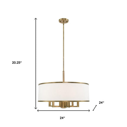 Antiqued Brass Seven Light Metal Dimmable Chandelier With Shades