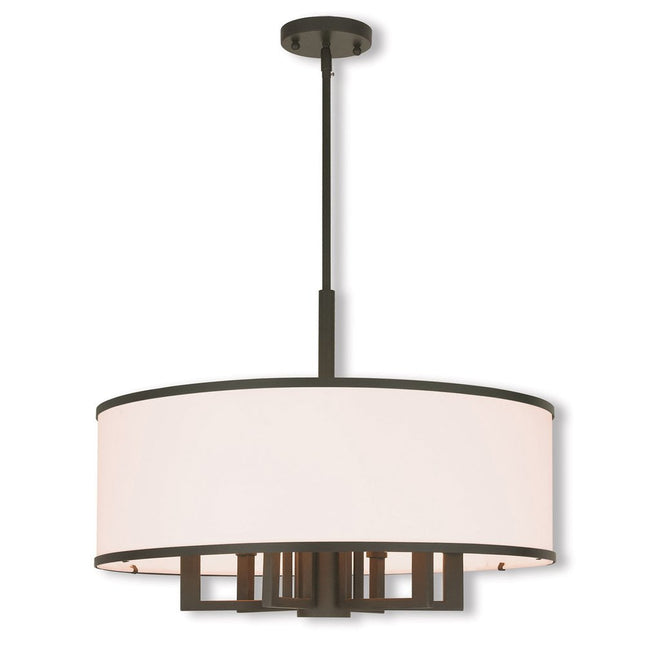 Bronze Seven Light Dimmable Chandelier With Shades HomeRoots