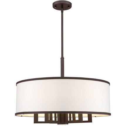 Bronze Seven Light Metal Dimmable Chandelier With Shades