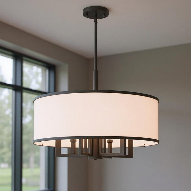 Bronze Seven Light Dimmable Chandelier With Shades HomeRoots