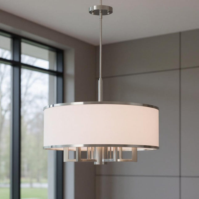 Six Light Dimmable Chandelier With Shades HomeRoots