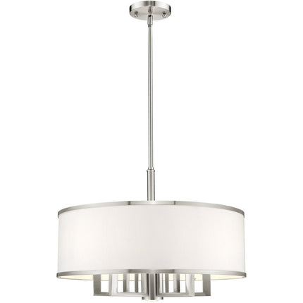 Nickel Six Light Metal Dimmable Chandelier With Shades