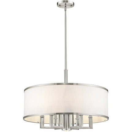Nickel Six Light Metal Dimmable Chandelier With Shades