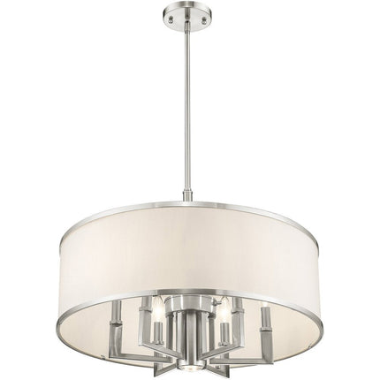 Nickel Six Light Metal Dimmable Chandelier With Shades
