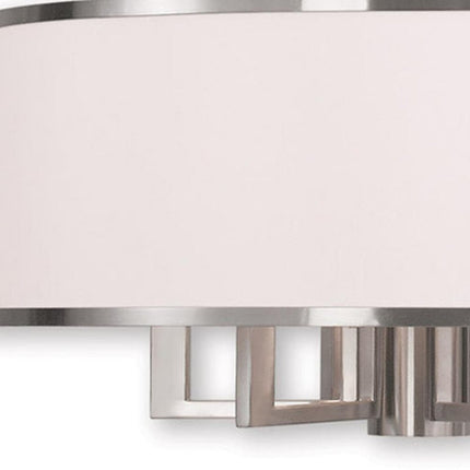 Nickel Six Light Metal Dimmable Chandelier With Shades