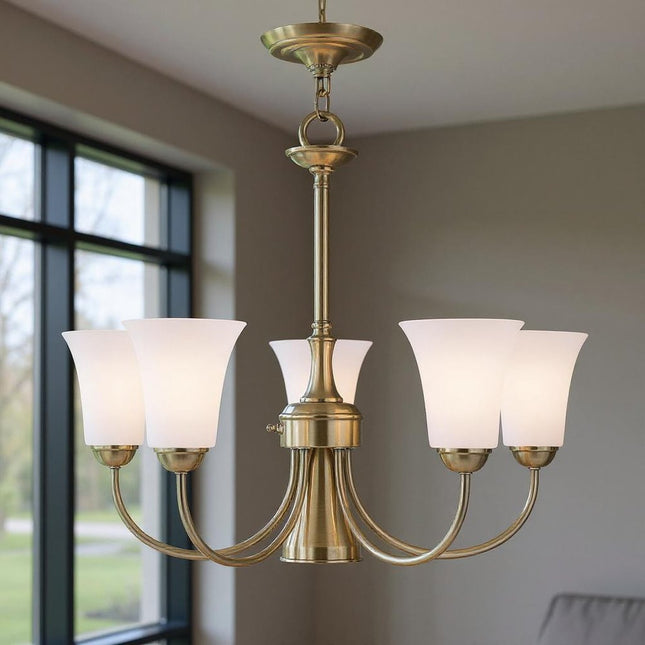 Six Light Dimmable Chandelier With Shades HomeRoots