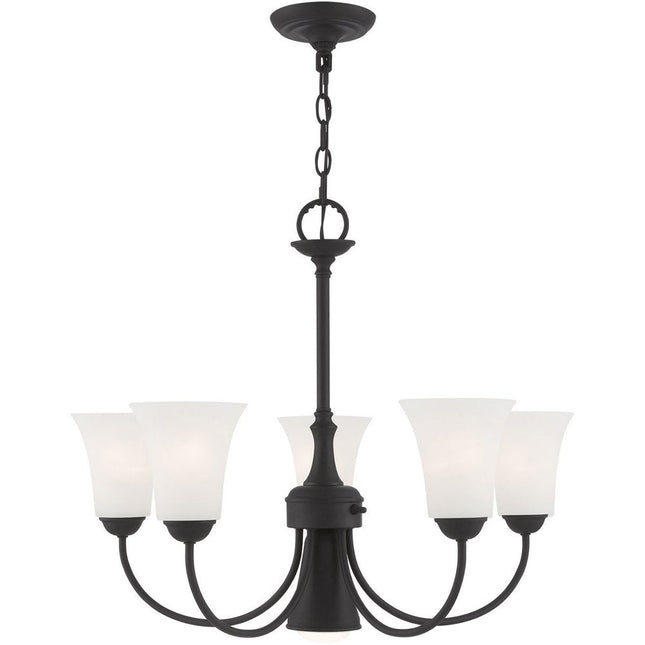 Black Six Light Dimmable Chandelier With Shades HomeRoots
