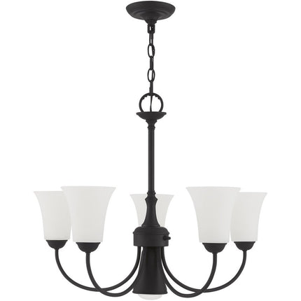 Black Six Light Metal Dimmable Chandelier With Shades