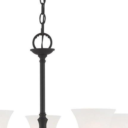 Black Six Light Metal Dimmable Chandelier With Shades
