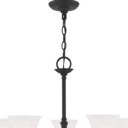 Black Six Light Metal Dimmable Chandelier With Shades
