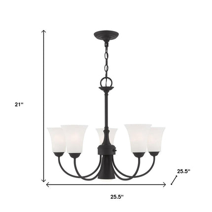 Black Six Light Metal Dimmable Chandelier With Shades