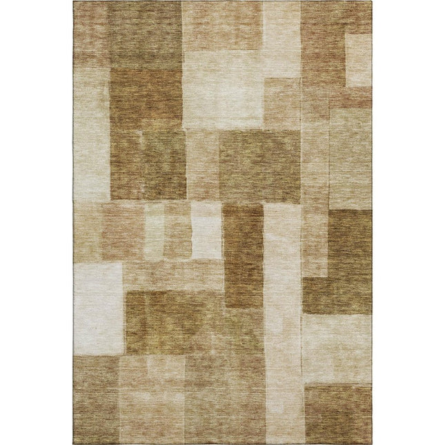 9' X 12' Terra Cotta Beige And Copper Geometric Washable Area Rug With UV Protection HomeRoots