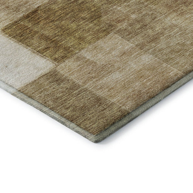 9' X 12' Terra Cotta Beige And Copper Geometric Washable Area Rug With UV Protection HomeRoots