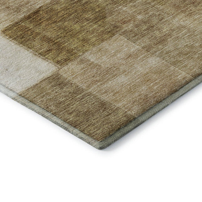 9' X 12' Terra Cotta Beige And Copper Geometric Washable Area Rug With UV Protection HomeRoots