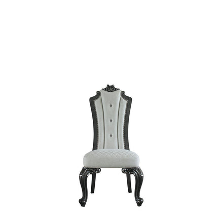 ACME 68832 House Beatrice Side Chair, Two Tone Beige Fabric & Charcoal Finish