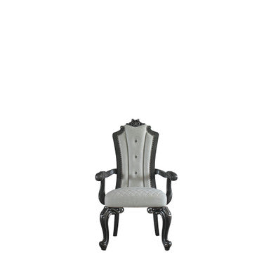 ACME 68833 House Beatrice Arm Chair, Two Tone Beige Fabric & Charcoal Finish ACME Furniture