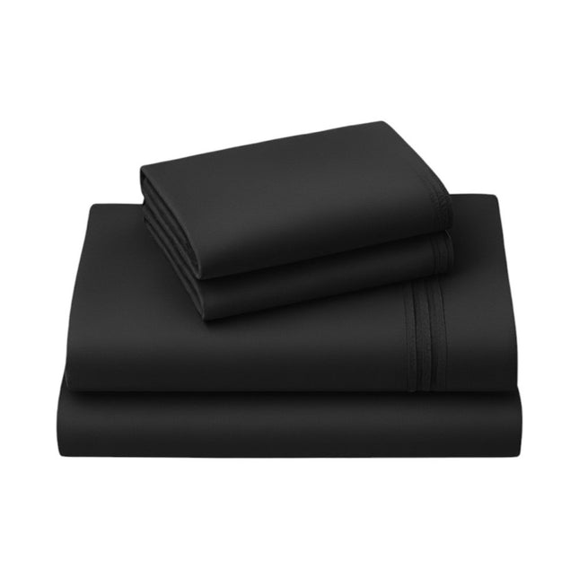 Four Piece Charcoal Cotton Queen Sheet Set