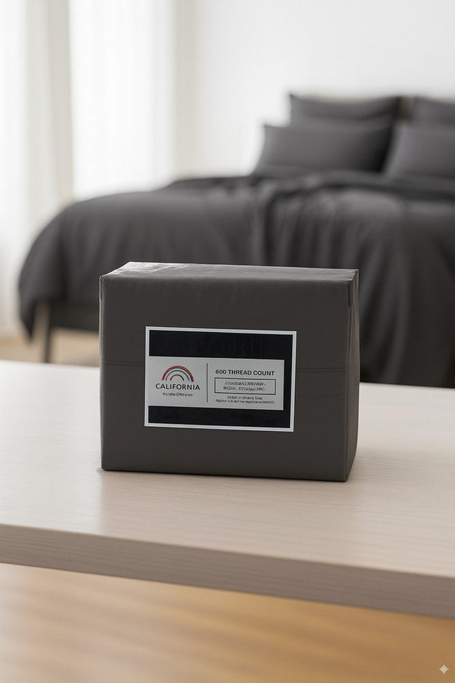 Four Piece Charcoal Cotton Queen Sheet Set HomeRoots