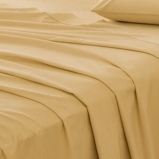 Three Piece Gold Cotton Twin Sheet Set