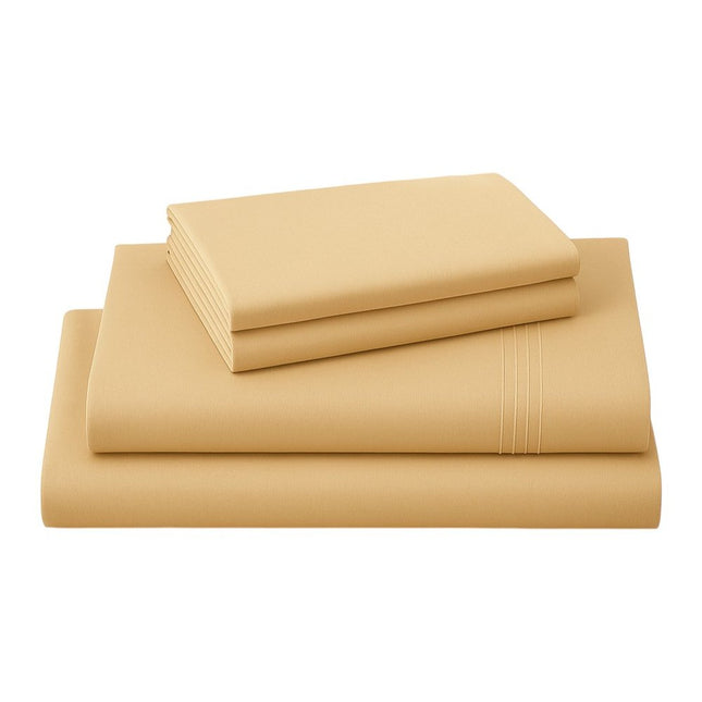 Four Piece Gold Cotton King Sheet Set