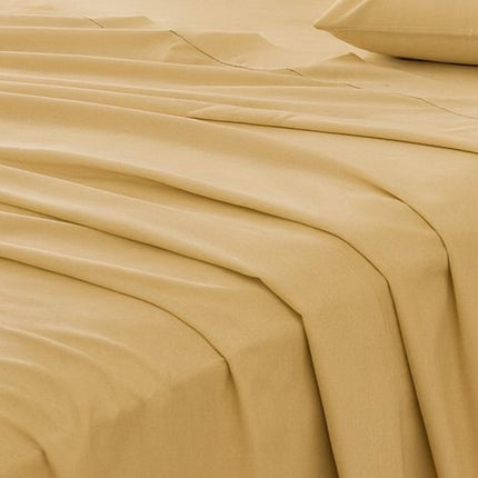 Four Piece Gold Cotton King Sheet Set