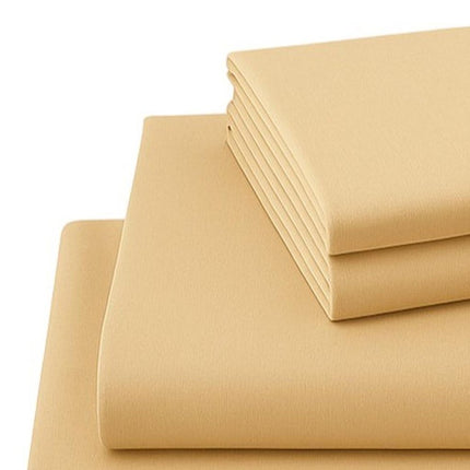 Four Piece Gold Cotton King Sheet Set