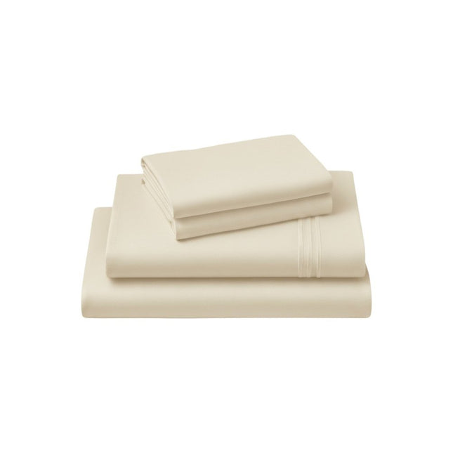 Four Piece Ivory Cotton Queen Sheet Set