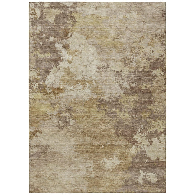 9' X 12' Wheat And Beige Abstract Washable Indoor Outdoor Area Rug HomeRoots
