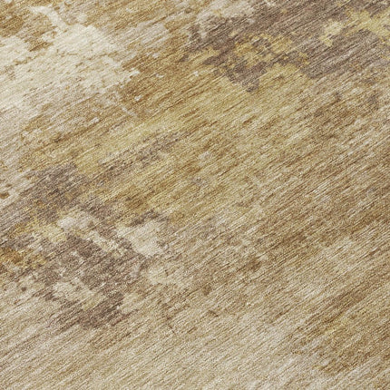 9' X 12' Wheat And Beige Abstract Washable Indoor Outdoor Area Rug