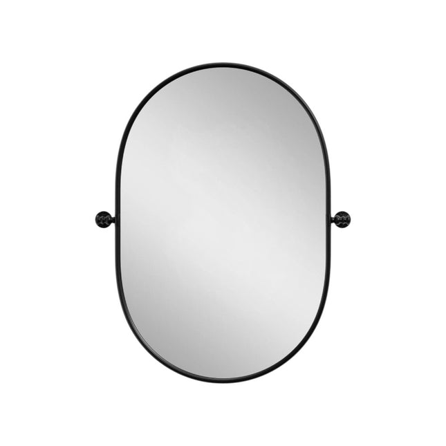 32" Black Aluminum Oval Adjustable Tilting Framed Accent Mirror