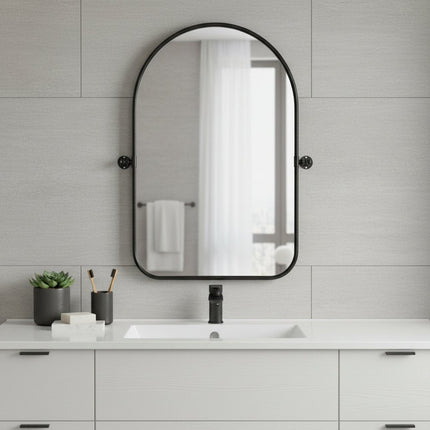 36" Black Metal Arch Framed Accent Mirror HomeRoots
