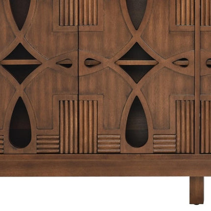 61" Brown Wood Sideboard With Four Doors HomeRoots