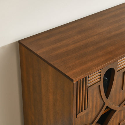 61" Brown Wood Sideboard With Four Doors HomeRoots