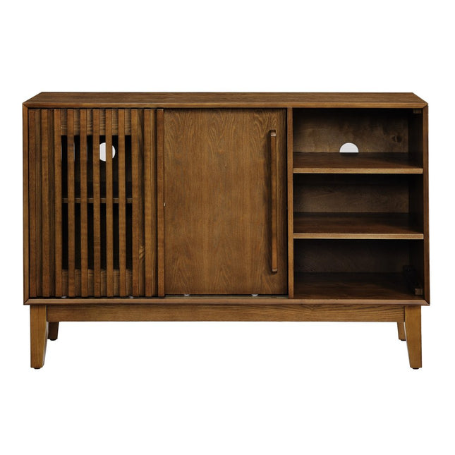 47" Brown Wood Sideboard With Two Sliding Doors HomeRoots