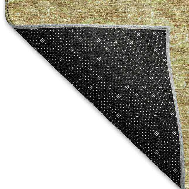 9' X 12' Terra Cotta And Artichoke Green Floral Washable Area Rug With UV Protection