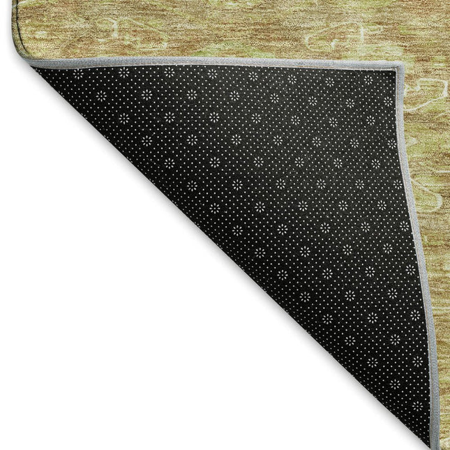 9' X 12' Terra Cotta And Artichoke Green Floral Washable Area Rug With UV Protection HomeRoots