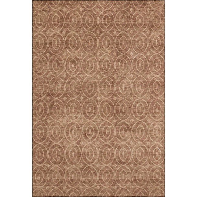 9' X 12' Terra Cotta And Rust Geometric Washable Area Rug With UV Protection