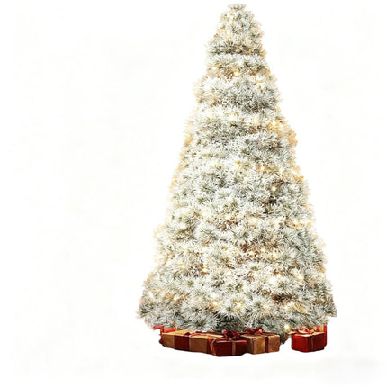 4.5' White Pre Lit Full Flocked Spruce Christmas Tree HomeRoots