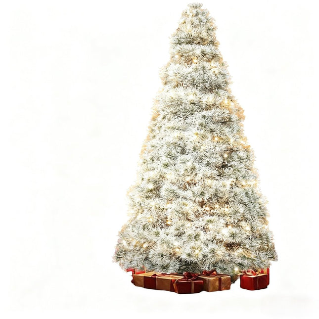 6' White Pre Lit Full Flocked Spruce Christmas Tree HomeRoots