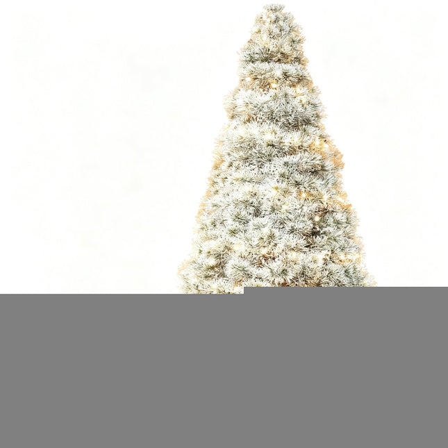 6' White Pre Lit Full Flocked Spruce Christmas Tree HomeRoots