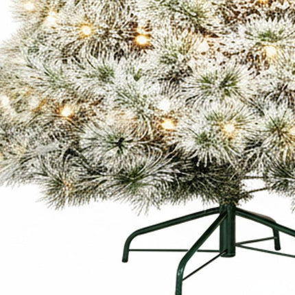 7.5' White Pre Lit Full Flocked Spruce Christmas Tree HomeRoots