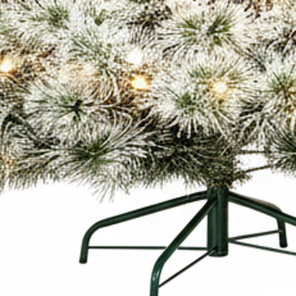 9' White Pre Lit Full Flocked Spruce Christmas Tree HomeRoots