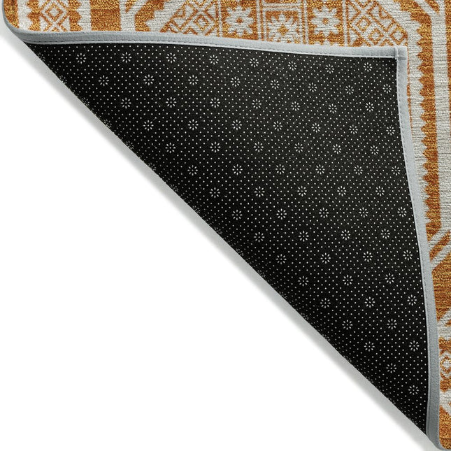 9' X 12' Terra Cotta And Ivory Geometric Washable Area Rug With UV Protection HomeRoots
