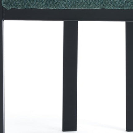Set of Two Green and Black Chenille And Metal Partially Open Back Dining Side Chairs