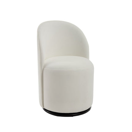 Cream and Black Velvet Curved Back Swivel Dining Arm Chair
