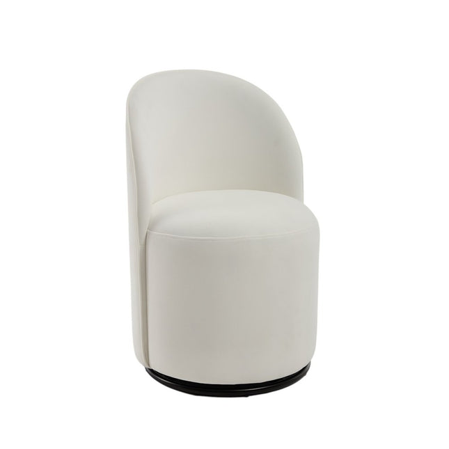 Cream and Black Velvet Curved Back Swivel Dining Arm Chair
