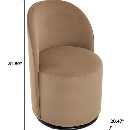 Cream and Black Velvet Curved Back Swivel Dining Arm Chair